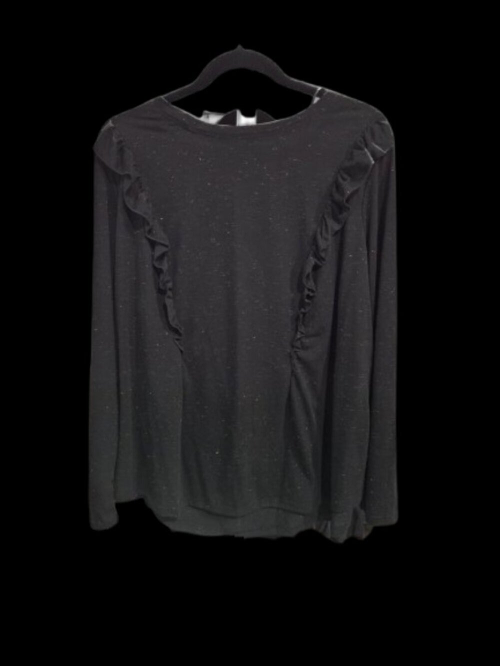 Terra & Sky Black Glitter Ruffle Long Sleeve Top Plus Size 2X NWOT